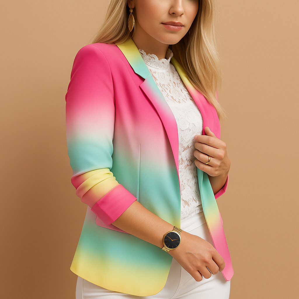 Montrel™ | Blazer élégant pour femme avec imprimé vif et col châle