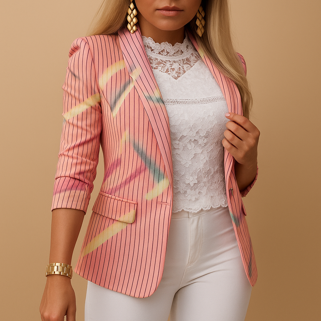 Montrel™ | Blazer élégant pour femme avec imprimé vif et col châle